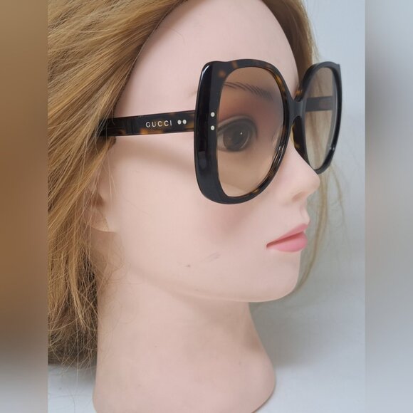 Gucci Nero Sunglasses Oversized Square Frame Havana Brown GG0472SA 002 56-17-145 - Picture 16 of 16